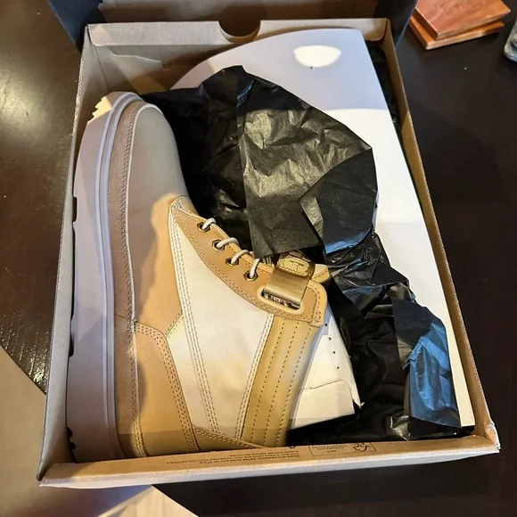 UGG Tan Rain and Snow Boots with High Top Design and Thick Sole - Picture 2 of 8